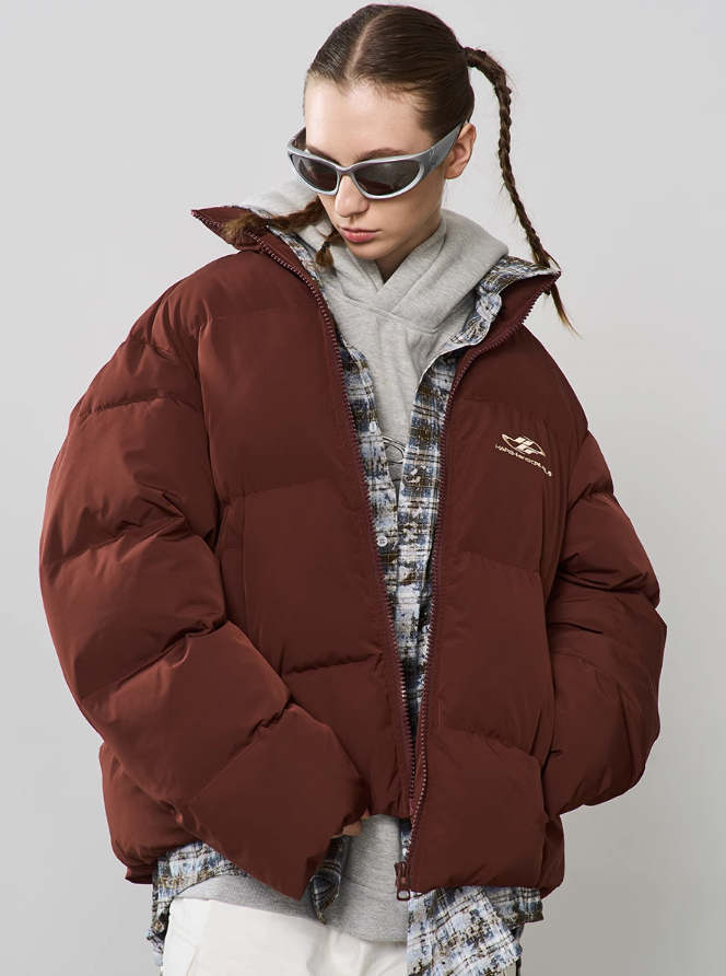 Harsh and Cruel Two Piece Plaid Shirt Down Jacket
