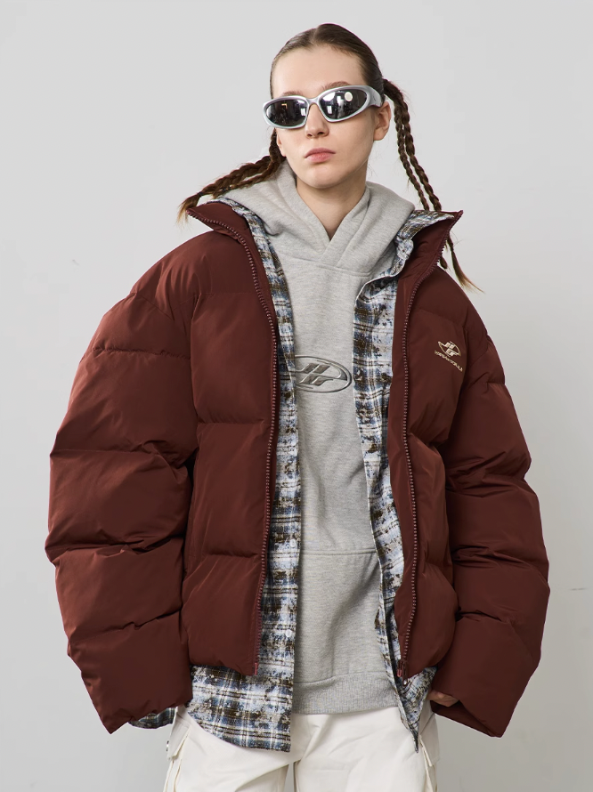 Harsh and Cruel Two Piece Plaid Shirt Down Jacket