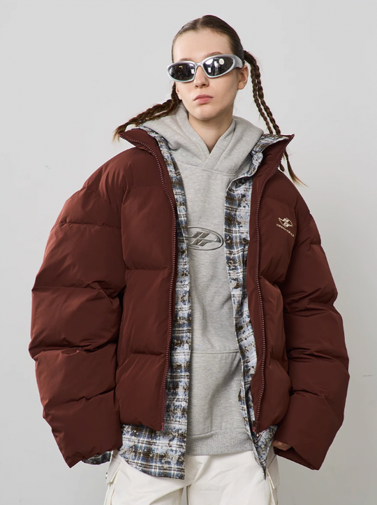 Harsh and Cruel Two Piece Plaid Shirt Down Jacket