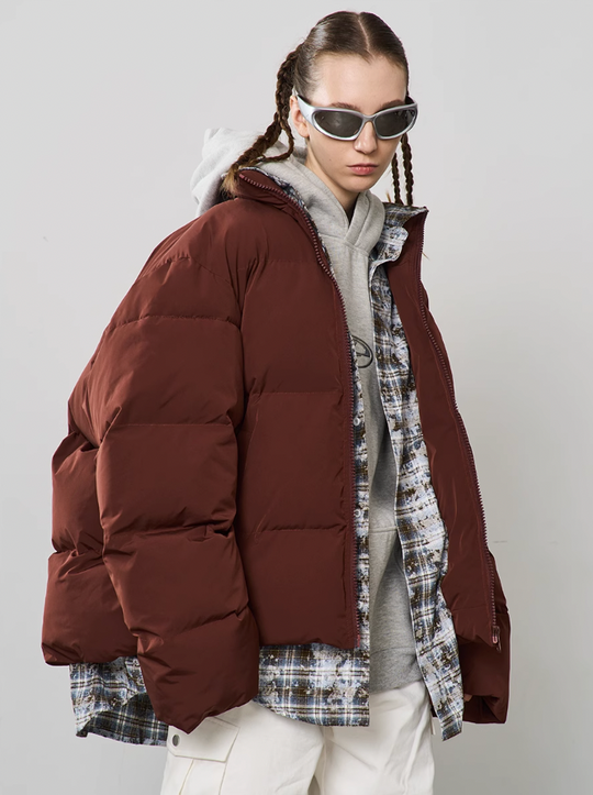 Harsh and Cruel Two Piece Plaid Shirt Down Jacket
