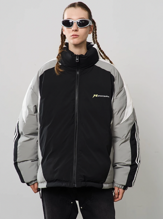 Harsh and Cruel Contrast Stitching Motor Down Jacket