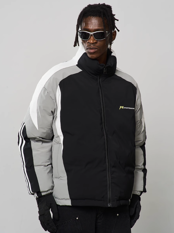 Harsh and Cruel Contrast Stitching Motor Down Jacket