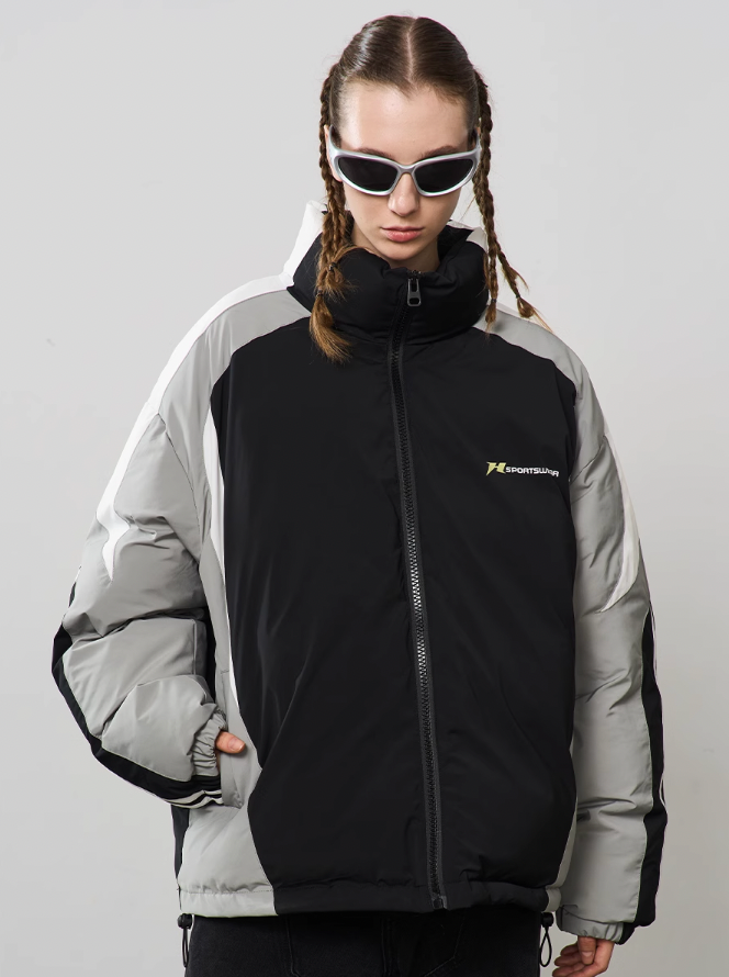 Harsh and Cruel Contrast Stitching Motor Down Jacket