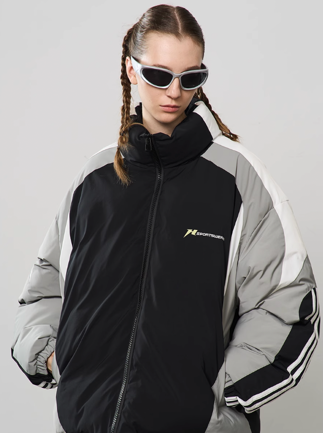 Harsh and Cruel Contrast Stitching Motor Down Jacket
