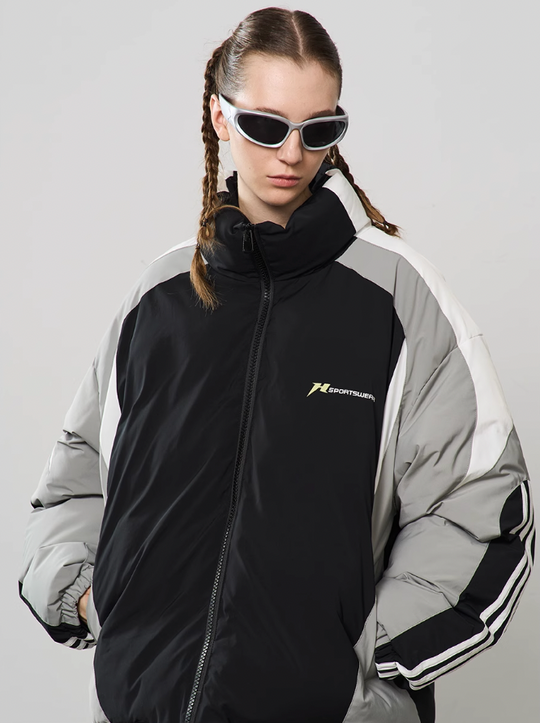 Harsh and Cruel Contrast Stitching Motor Down Jacket