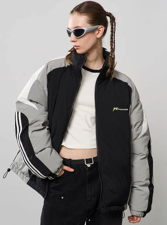 Harsh and Cruel Contrast Stitching Motor Down Jacket
