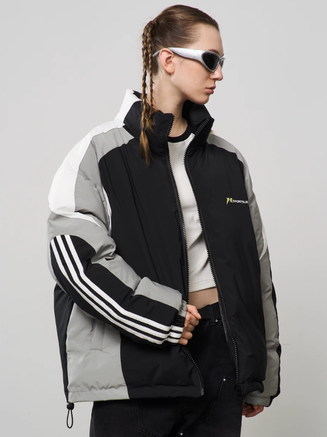 Harsh and Cruel Contrast Stitching Motor Down Jacket