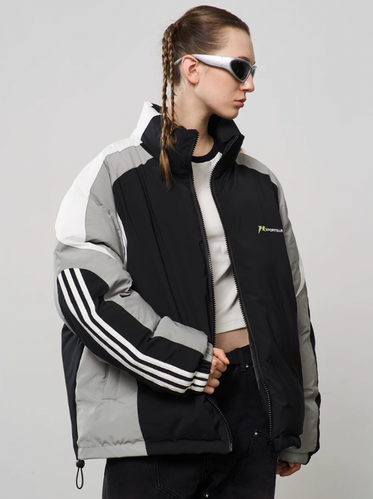 Harsh and Cruel Contrast Stitching Motor Down Jacket