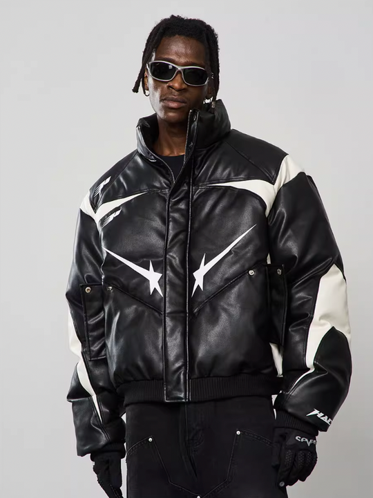 Harsh and Cruel Shooting Star Leather Down Jacket