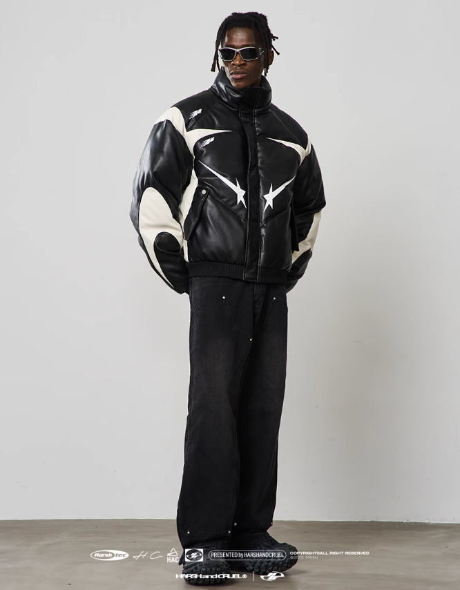 Harsh and Cruel Shooting Star Leather Down Jacket