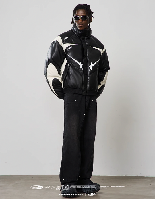 Harsh and Cruel Shooting Star Leather Down Jacket