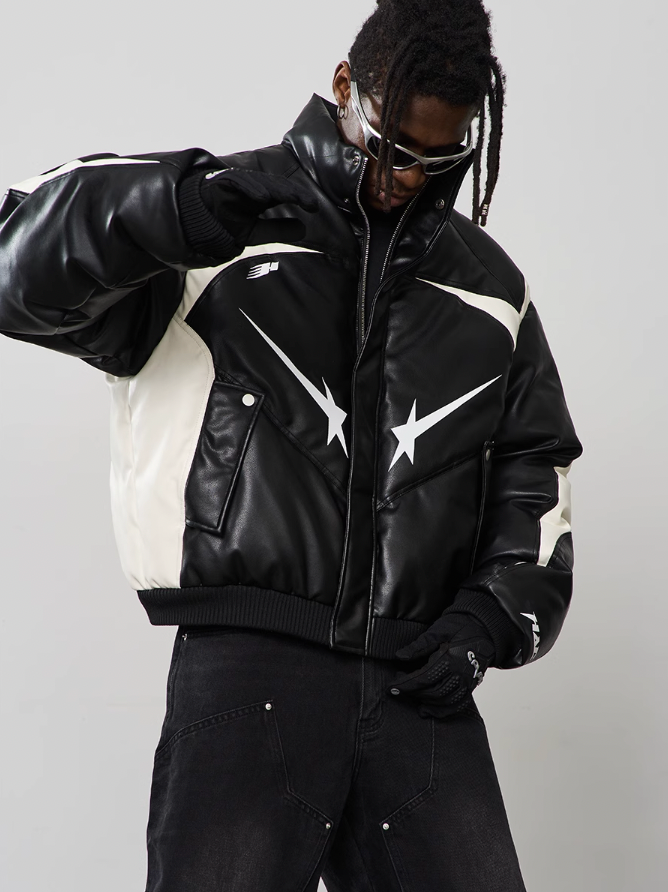 Harsh and Cruel Shooting Star Leather Down Jacket