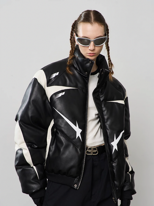 Harsh and Cruel Shooting Star Leather Down Jacket