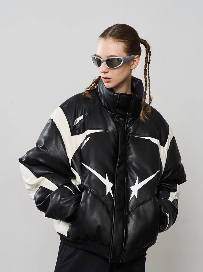 Harsh and Cruel Shooting Star Leather Down Jacket