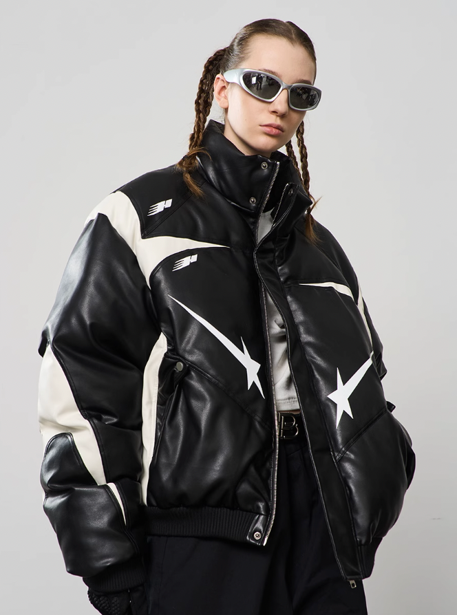 Harsh and Cruel Shooting Star Leather Down Jacket