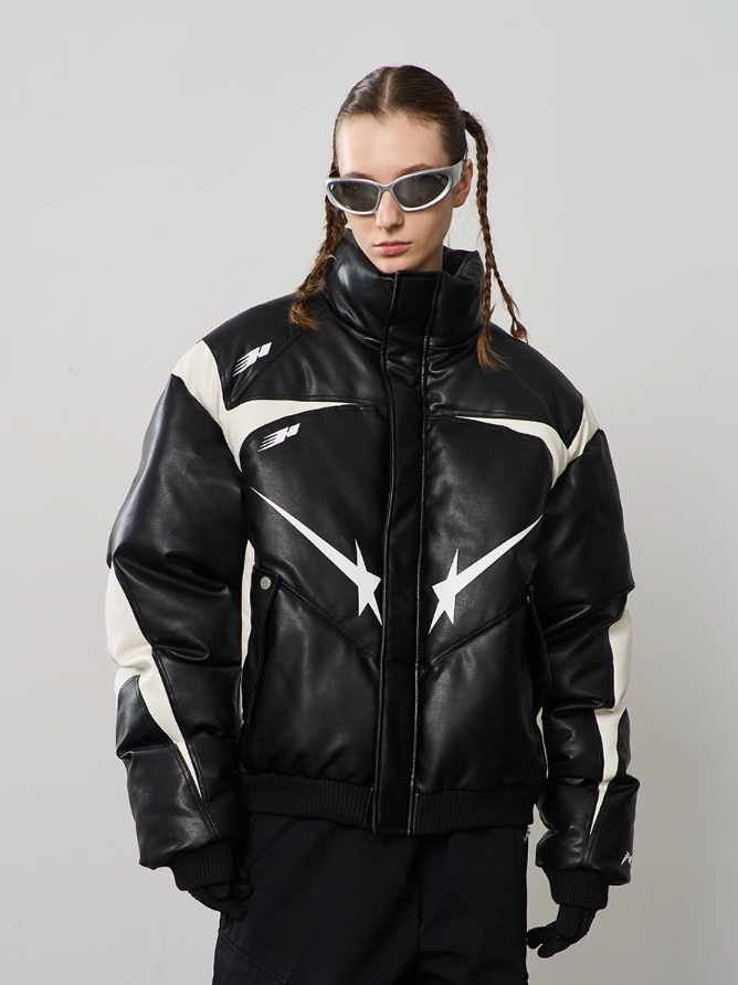 Harsh and Cruel Shooting Star Leather Down Jacket