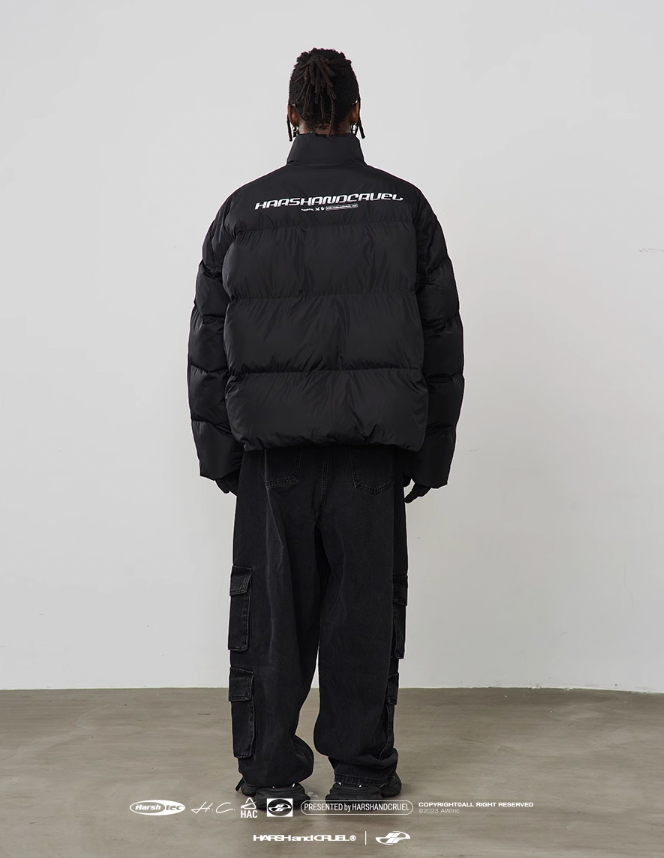 Harsh and Cruel Striped Puffer Logo Jacket
