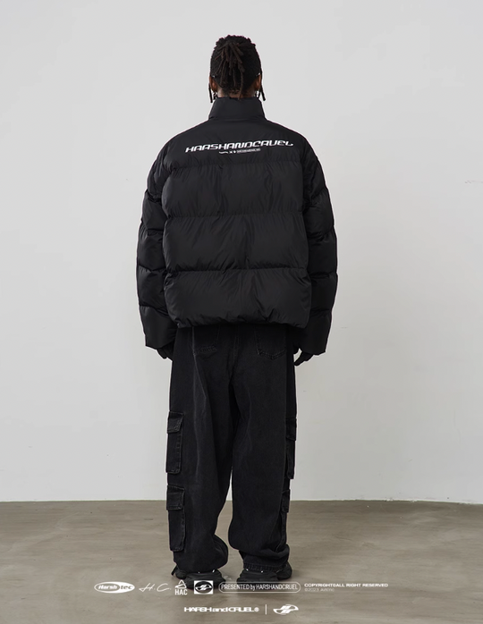 Harsh and Cruel Striped Puffer Logo Jacket