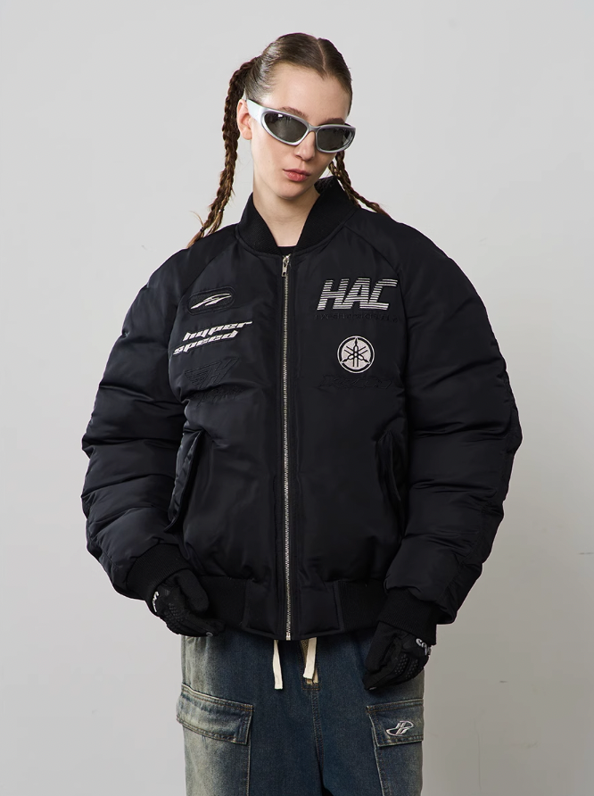 Harsh and Cruel Embroidered Patches MA1 Logo Jacket
