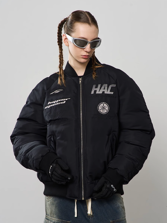 Harsh and Cruel Embroidered Patches MA1 Logo Jacket