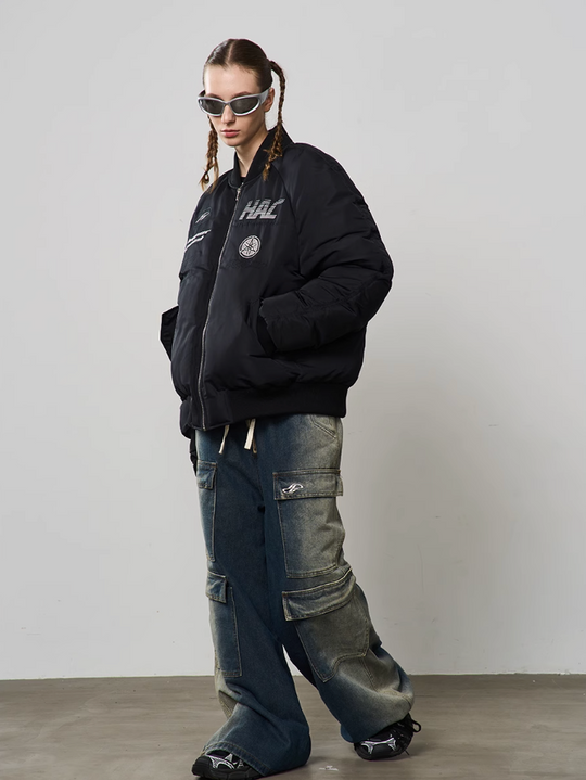 Harsh and Cruel Embroidered Patches MA1 Logo Jacket