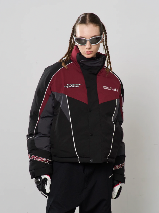 Harsh and Cruel Patchwork Embroidered Racing Down Jacket