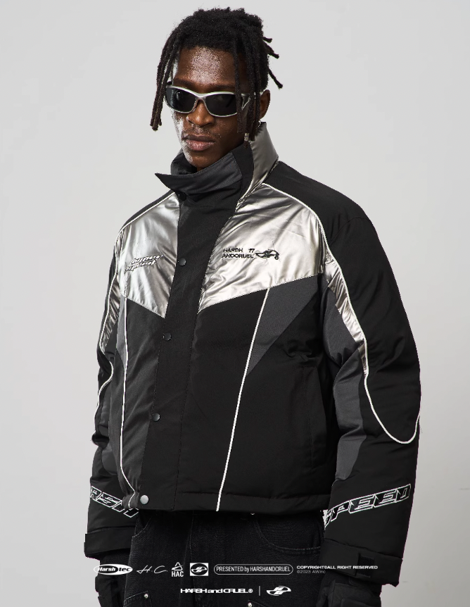 Harsh and Cruel Patchwork Embroidered Racing Down Jacket