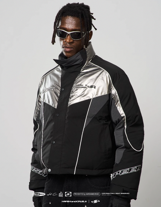 Harsh and Cruel Patchwork Embroidered Racing Down Jacket