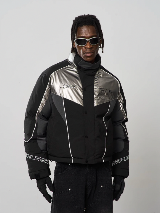 Harsh and Cruel Patchwork Embroidered Racing Down Jacket