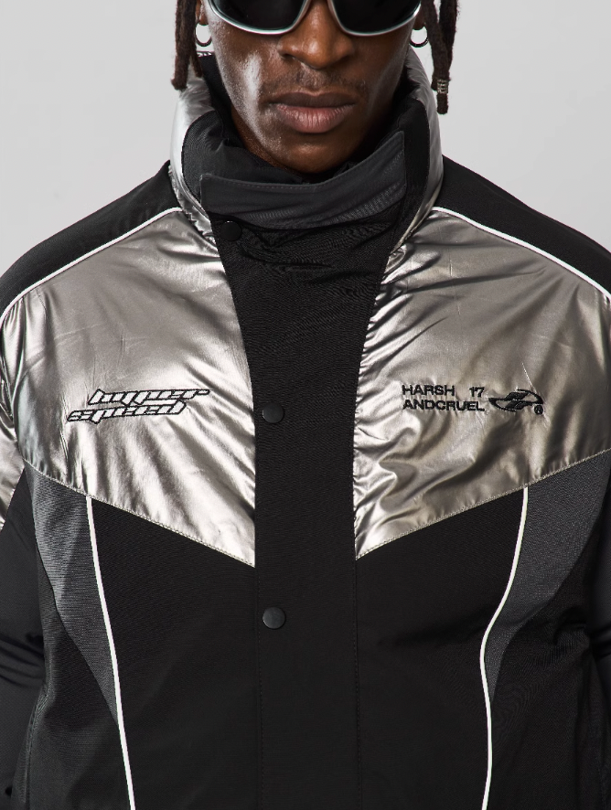 Harsh and Cruel Patchwork Embroidered Racing Down Jacket