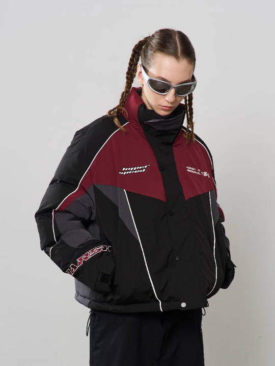 Harsh and Cruel Patchwork Embroidered Racing Down Jacket