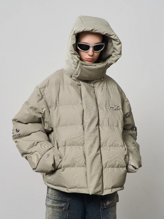 Harsh and Cruel Stand Up Collar Metal Logo Padded Jacket