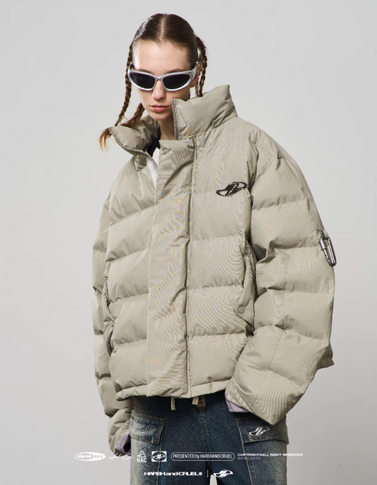 Harsh and Cruel Stand Up Collar Metal Logo Padded Jacket