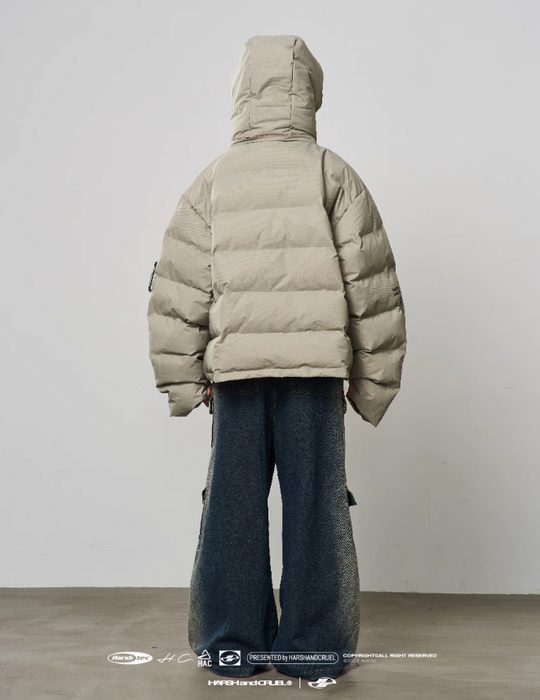 Harsh and Cruel Stand Up Collar Metal Logo Padded Jacket