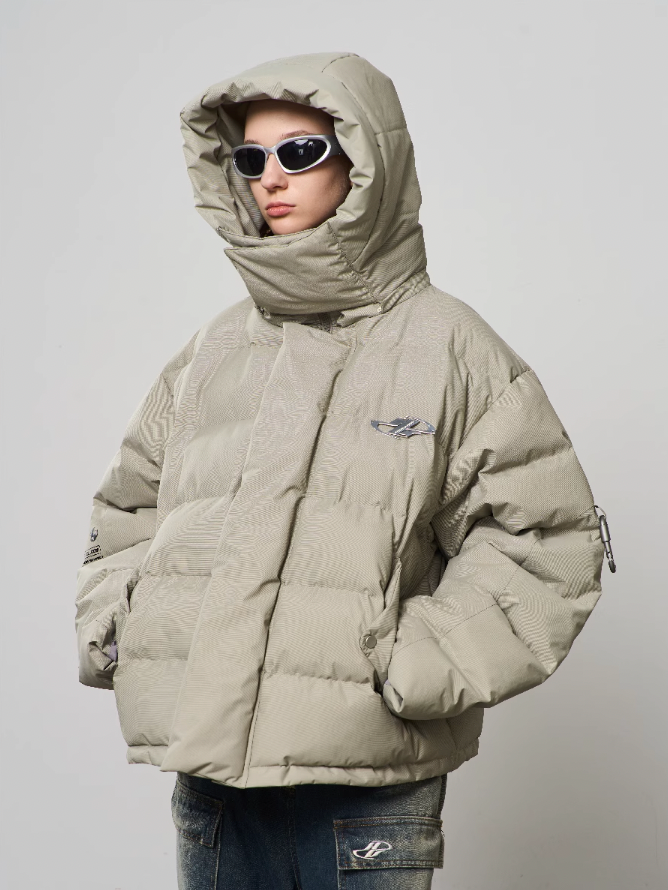 Harsh and Cruel Stand Up Collar Metal Logo Padded Jacket