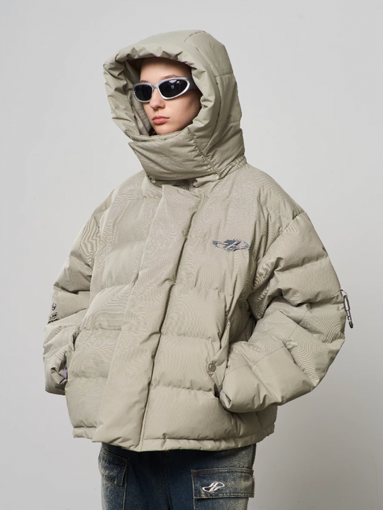 Harsh and Cruel Stand Up Collar Metal Logo Padded Jacket