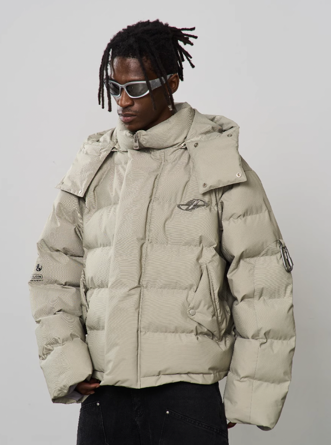 Harsh and Cruel Stand Up Collar Metal Logo Padded Jacket