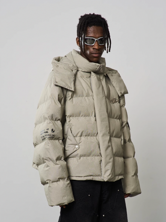 Harsh and Cruel Stand Up Collar Metal Logo Padded Jacket