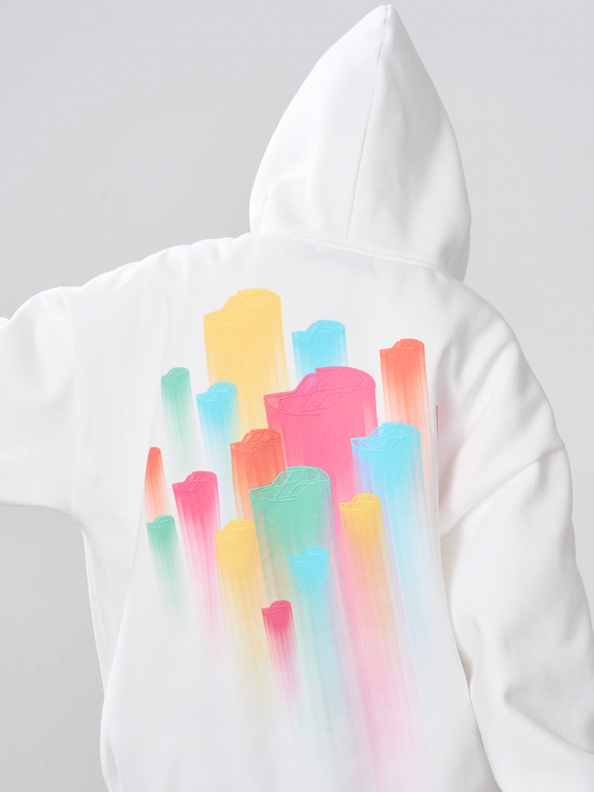 Harsh and Cruel Rainbow Dynamic Logos Foam Print Hoodie