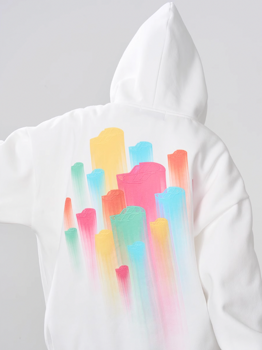 Harsh and Cruel Rainbow Dynamic Logos Foam Print Hoodie