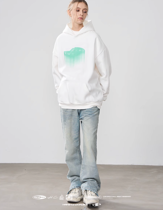 Harsh and Cruel Rainbow Dynamic Logos Foam Print Hoodie