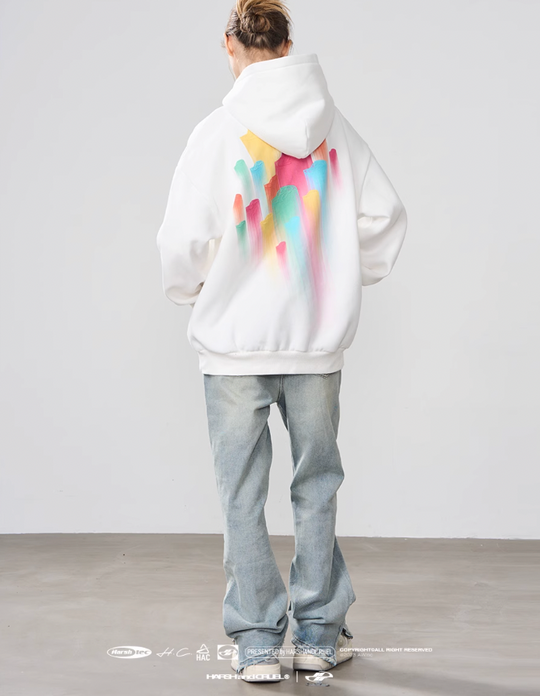 Harsh and Cruel Rainbow Dynamic Logos Foam Print Hoodie
