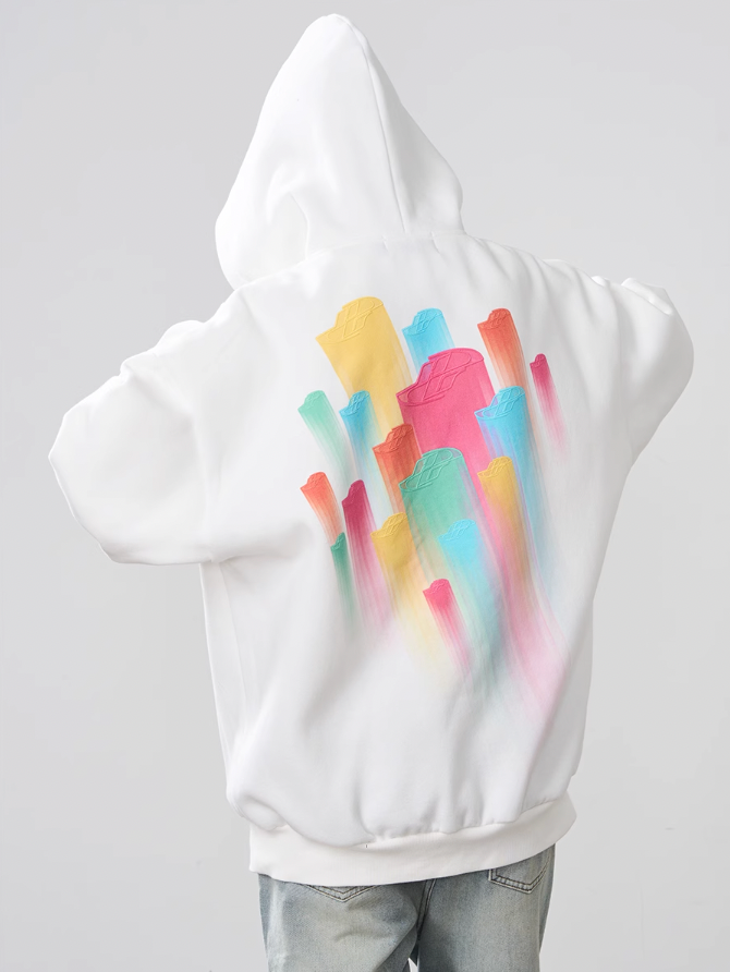 Harsh and Cruel Rainbow Dynamic Logos Foam Print Hoodie