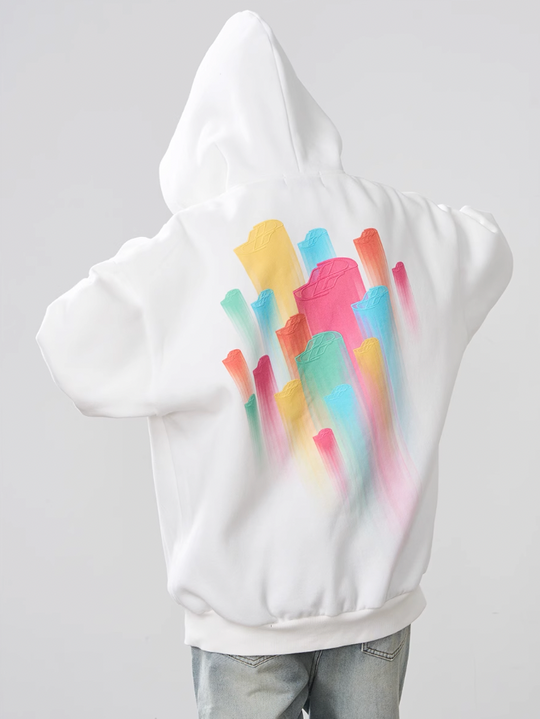Harsh and Cruel Rainbow Dynamic Logos Foam Print Hoodie