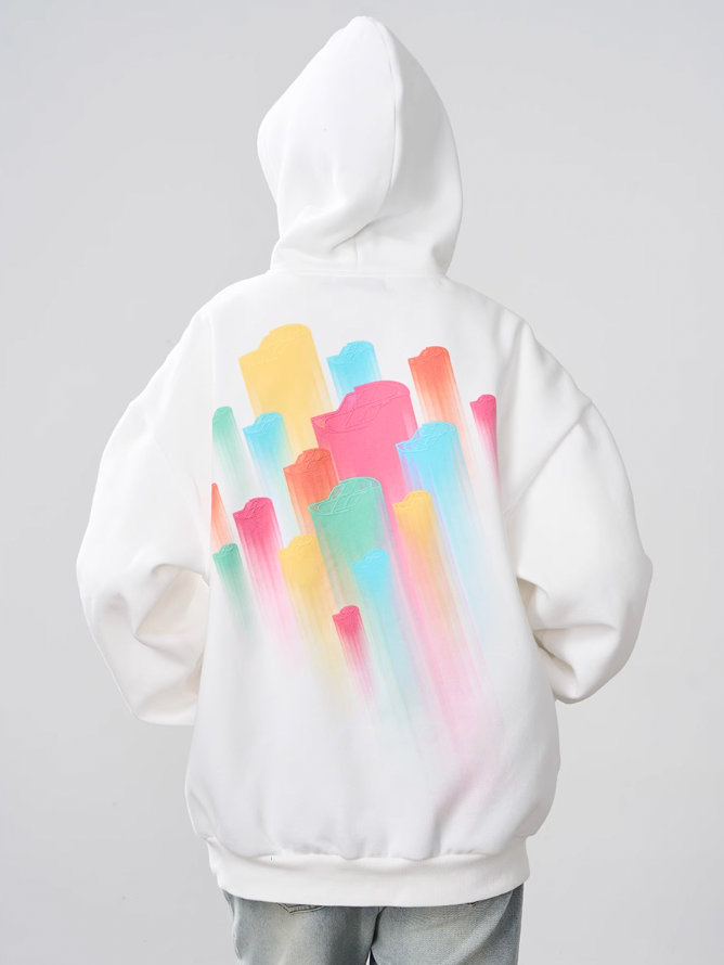 Harsh and Cruel Rainbow Dynamic Logos Foam Print Hoodie
