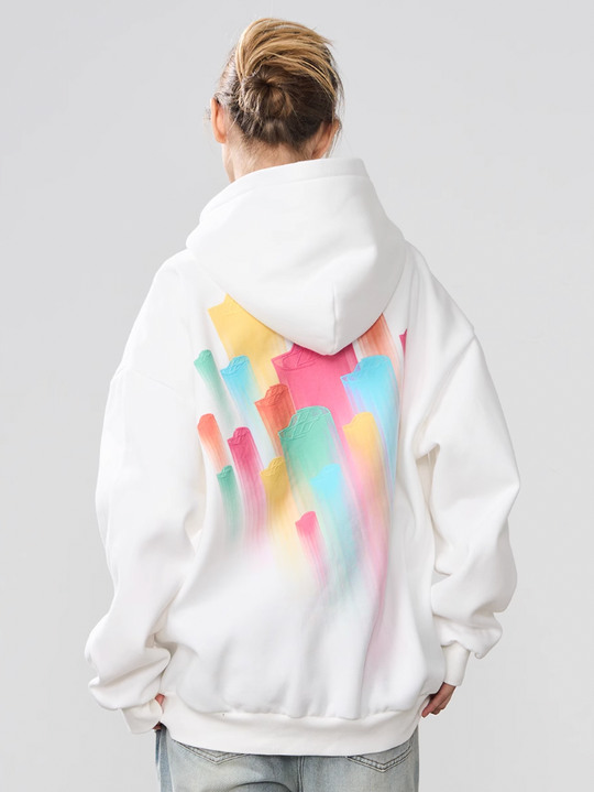 Harsh and Cruel Rainbow Dynamic Logos Foam Print Hoodie