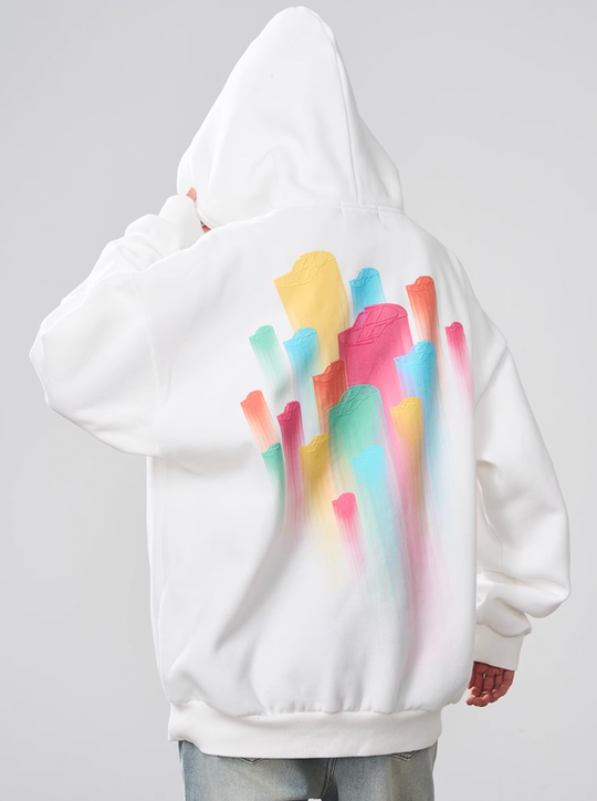 Harsh and Cruel Rainbow Dynamic Logos Foam Print Hoodie