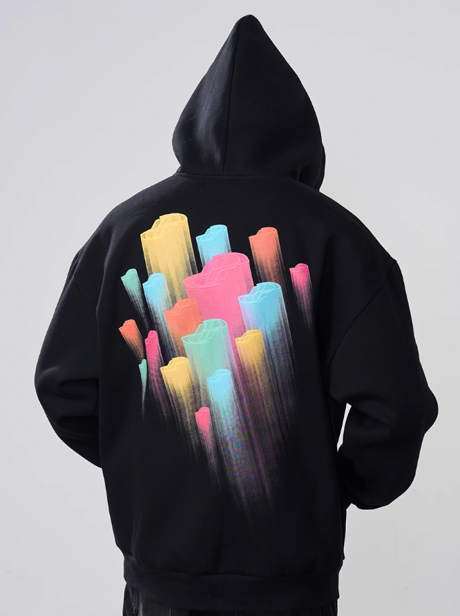 Harsh and Cruel Rainbow Dynamic Logos Foam Print Hoodie