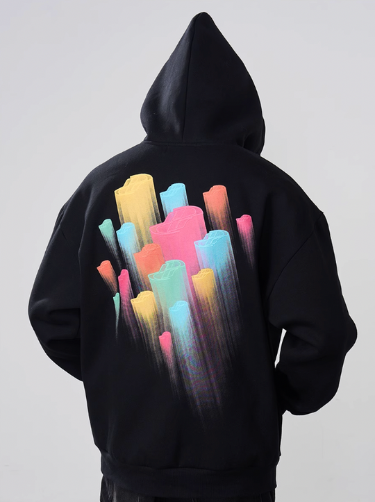 Harsh and Cruel Rainbow Dynamic Logos Foam Print Hoodie