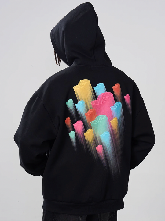 Harsh and Cruel Rainbow Dynamic Logos Foam Print Hoodie
